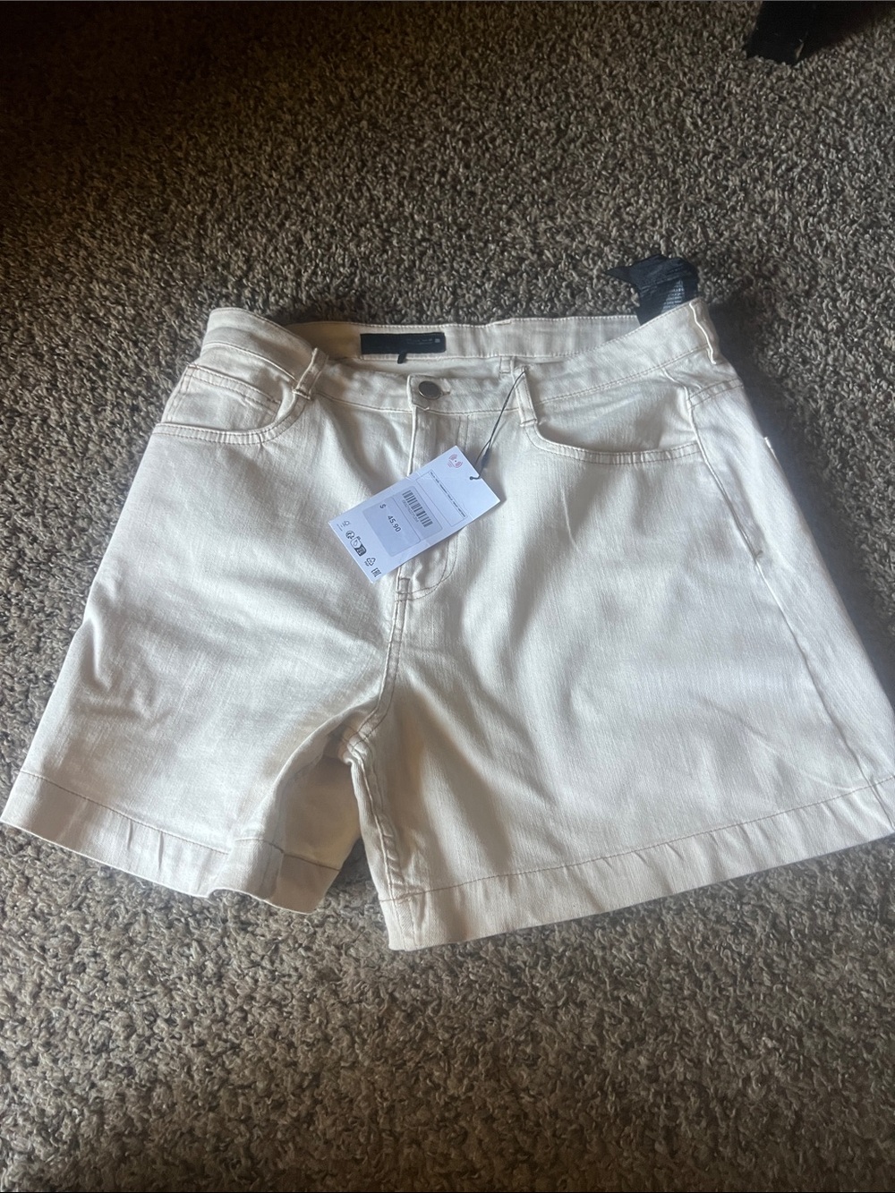 Zara Men's Cream Denim Shorts
